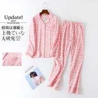 two piece cartoon pajamas set long sleeve loungewear autumn 100 cotton print homewear ladies kawaii pajama plus size clothes