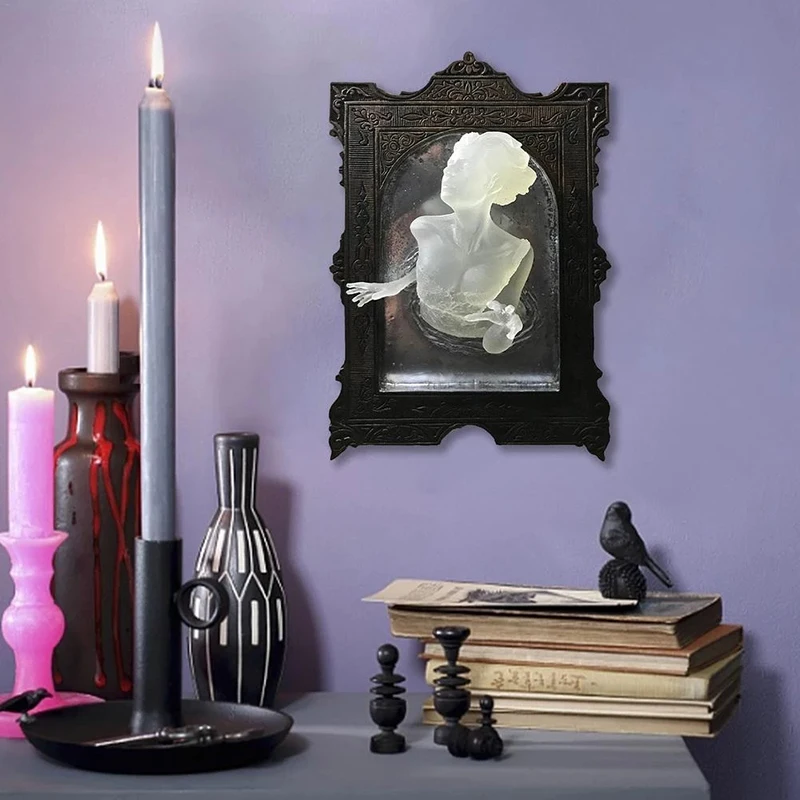 2Styles Gothic 3D Ghost In The Mirror Frame Halloween Horror Poster Living Room Decor Haunted House Party Glow Dark | Дом и сад