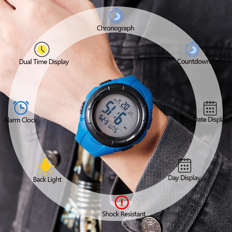 

Роскошные Брендовые мужские спортивные часы, модные часы Chronos обратного отсчета, мужские водонепроницаемые цифровые часы, светодиодный, му...