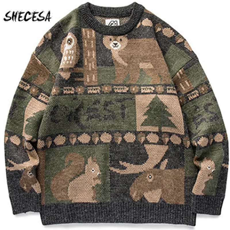 Свитер Мужской трикотажный в стиле хип-хоп с круглым вырезом | Мужская одежда