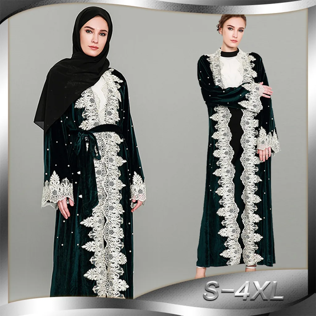Абая для женщин Дубай мусульманский грот maten dames kleding открытый передний кафтан