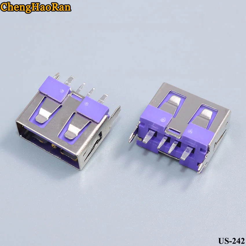 ЧенгХаоРан 1 шт. USB разъем женский типа А короткое тело 180 градусов прямой вертикальный разъем белого пластика с черным боковым соединителем.