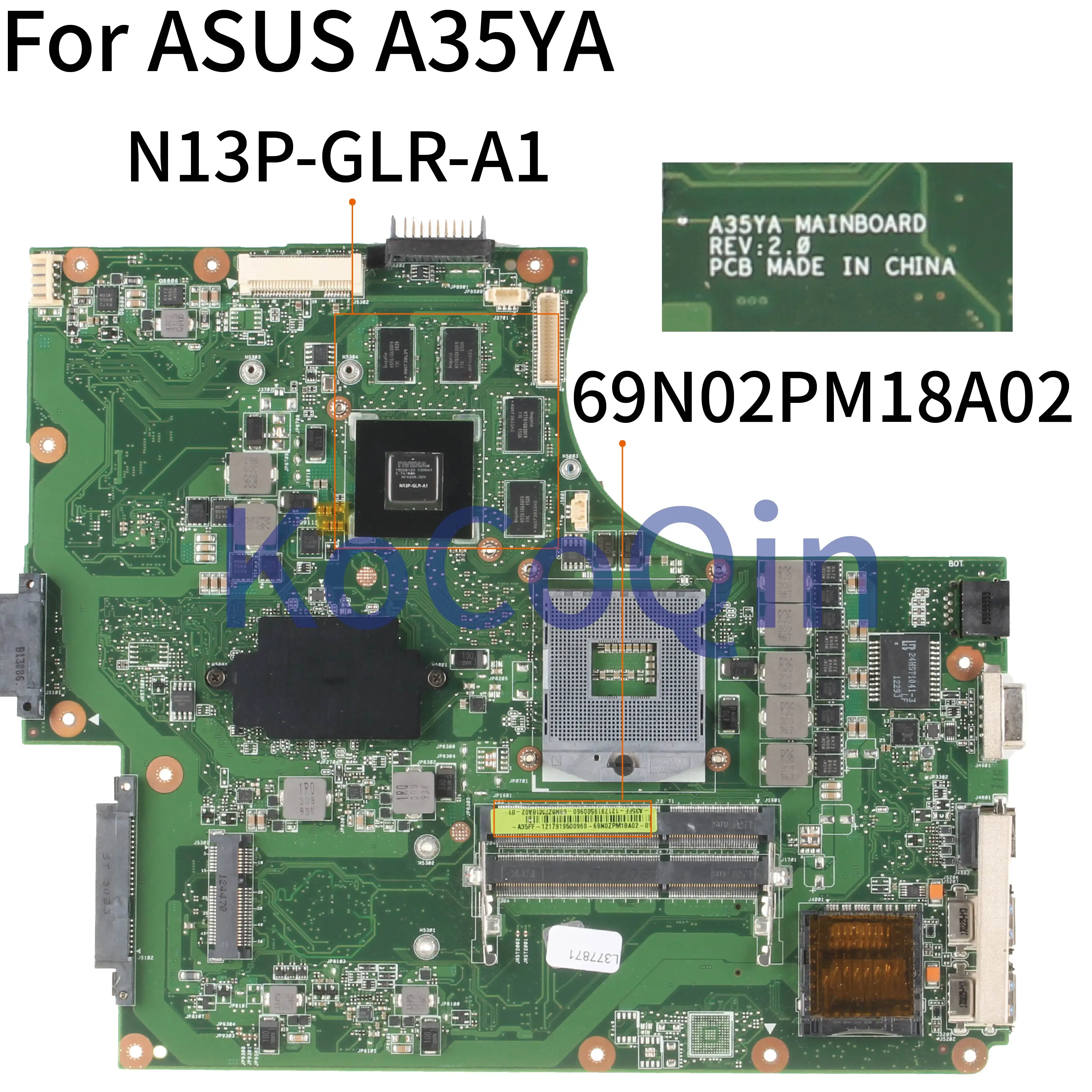 KoCoQin материнская плата для ноутбука ASUS A35YA REV.2.0 69N02PM18A02 SLJ8E N13P GLR A1|Материнские платы