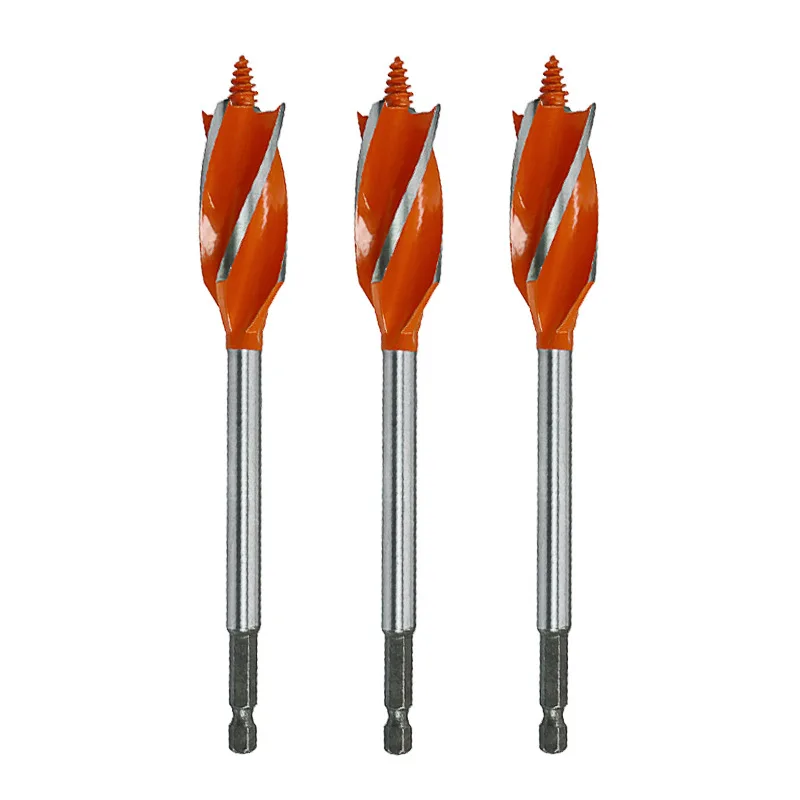 

Woodworking Twist Drill Bit Set Long Four-Slot 6.35mm Shank Carbide Drill Bit Hole Saw For Door Lock Wood Slotting Tools