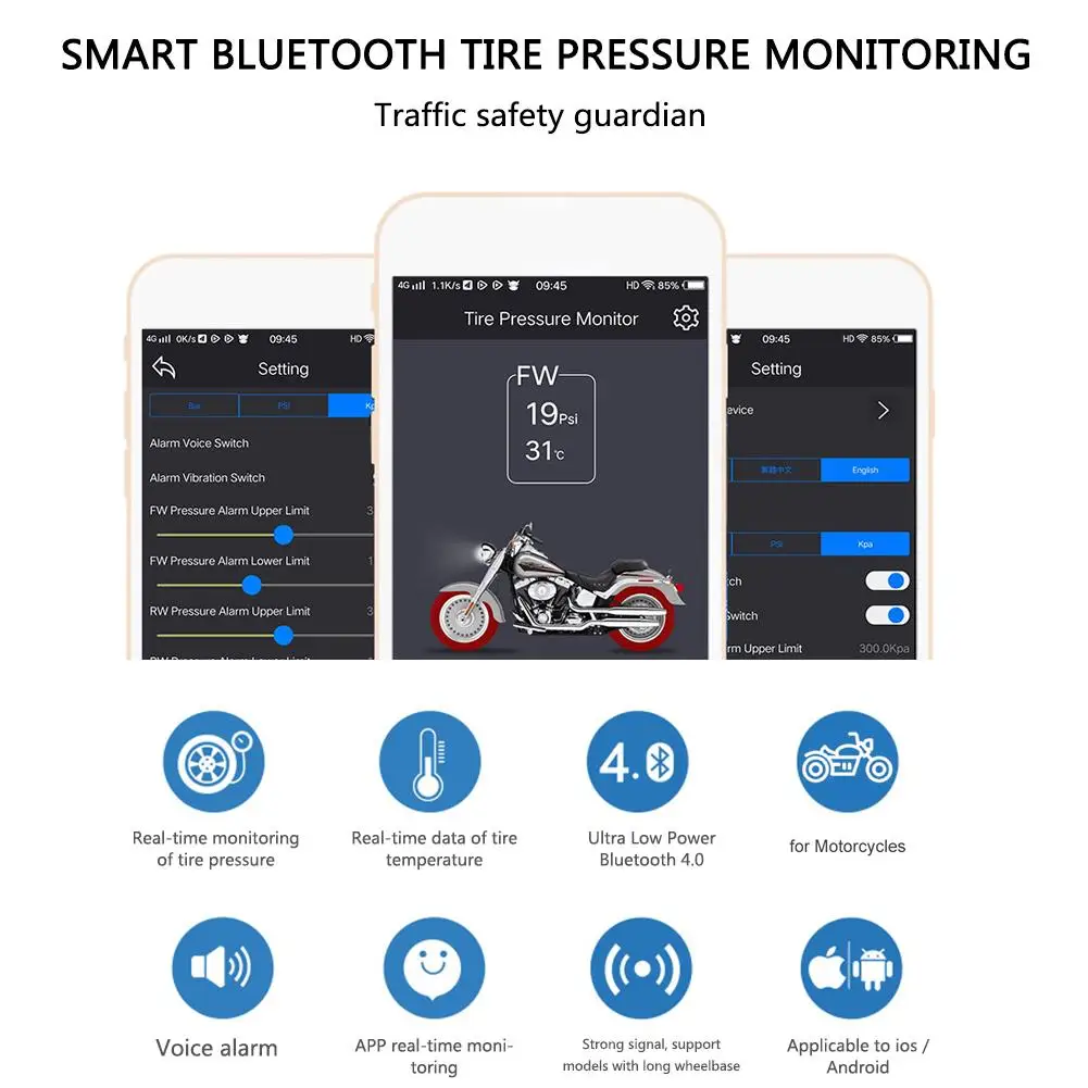 Переговорное bluetooth-устройство система контроля давления в шинах с 2 Датчики