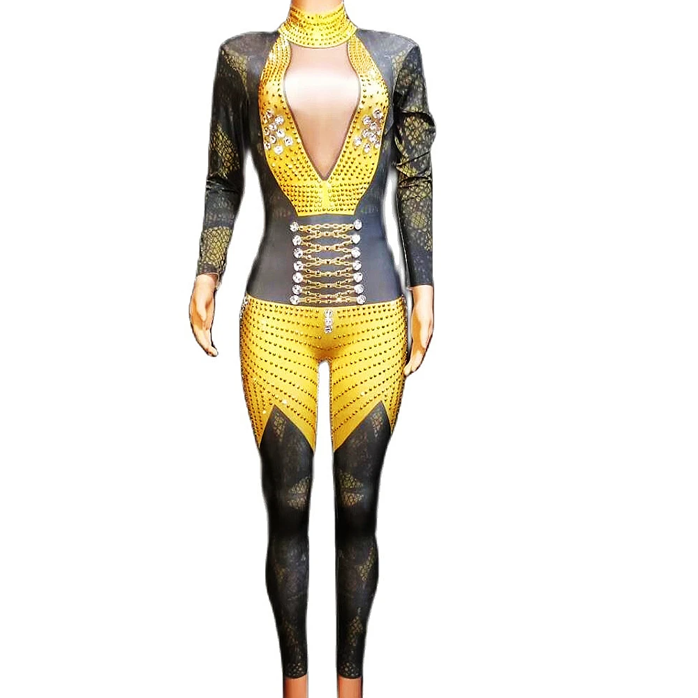 

Shining 3D Print Women Skinny Jumpsuits Leotard Stretch Backless Bodysuits Singer Performance Stage Jazz Dance Costumes