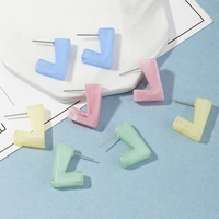 2021 candy colors v shape stud earrings for women girls fashion korean party jewelry delicate l letter triangle piercing earring