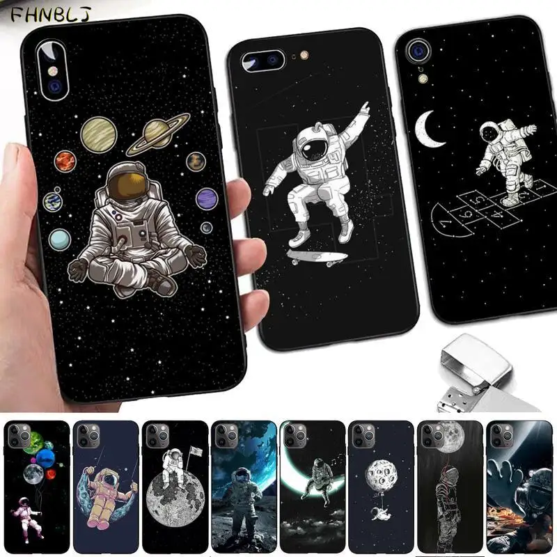 FHNBLJ Moon астронавт Роскошный Уникальный Дизайн чехол для телефона iPhone 8 7 6 6S Plus X 5 5S SE