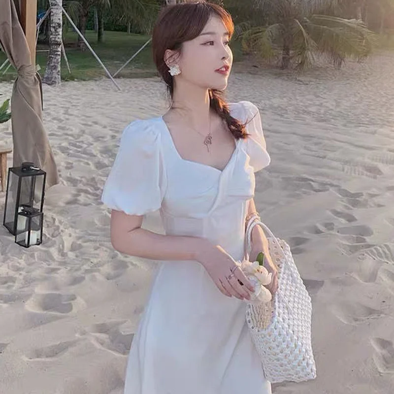 Платье женское однотонное до середины икры повседневная шикарная вечерняя