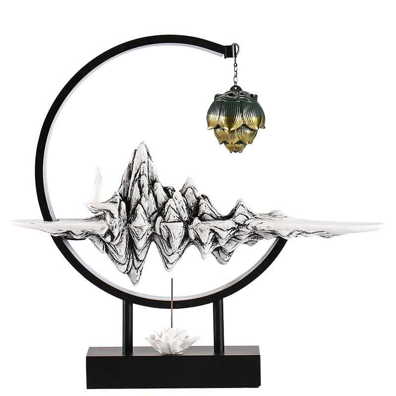 

Big Metal Incense Burner Decoration Ceramic Flower Lotus Backflow Incense Burner Smoke Waterfall Incensario Home Decor BH50XXL