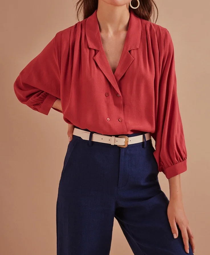 

Рубашки 2021, Женский костюм для ранней осени, воротник, свободная рубашка с рукавом летучая мышь для девушек