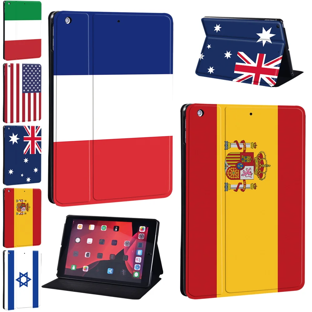 

Pu Leather Tablet Case for Apple IPad 5/6/7/8th/Mini 1/2/3/4/5/Ipad 2/3/4 National Flag Pattern Drop Resistance Protective Cover