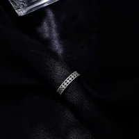 original style silver color double layer hollow square block rings handmade shining zircon ring for girl women party jewelry
