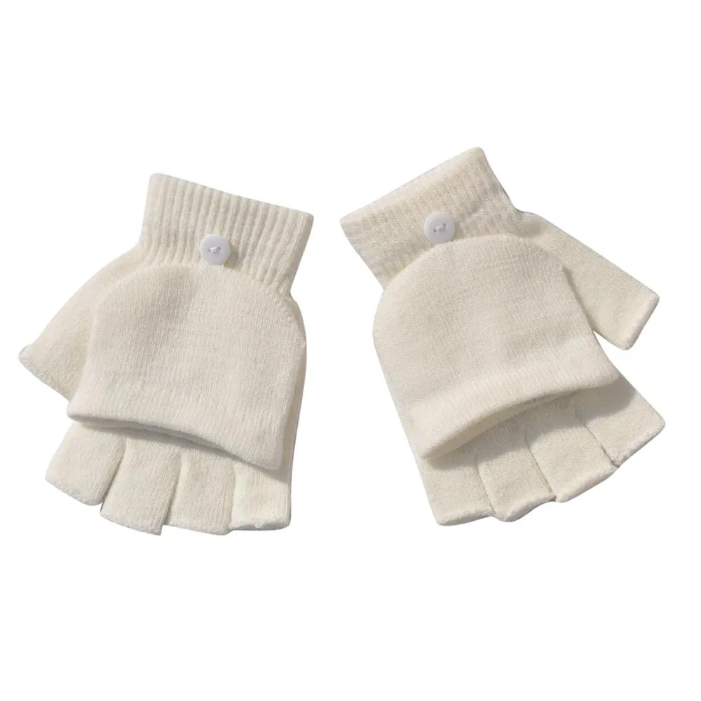 White Для женщин мужчин полный палец перчатки осень-зима рука запястье грелка флип-чехол без пальцев Велоспорт езда Сенсорный экран перчатки - Цвет: White