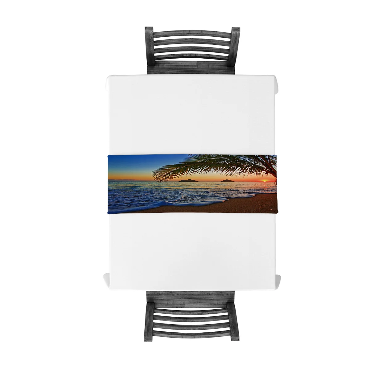 Закат пляж кокосовое дерево Свадебная вечеринка настольная дорожка журнальный