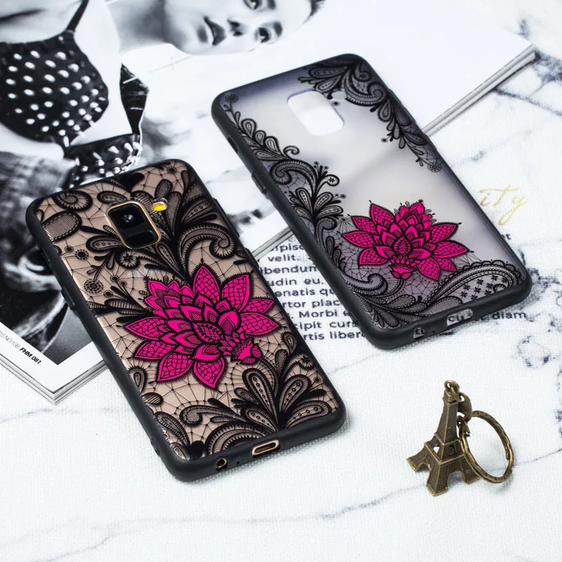 Relief Phone Case For Samsung Galaxy A3 A5 A7 2017 A6 A8 Plus 2018 A6S A30 A20 A40 A50 A30S A50S A70 Black Rose Back Cover | Мобильные