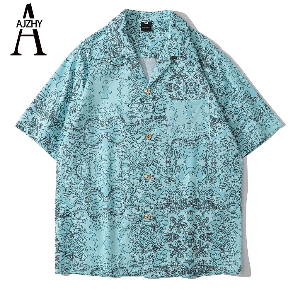 

2021 Summer Mens Shirts Short Sleeve Streetwear Fashion Hawaiian Shirt Beach Button Up Korean Harajuku Shirts Vintage Clothing