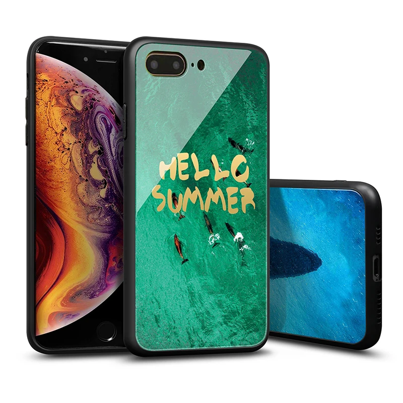 Чехол из закаленного стекла для Huawei Honor 10 9 Lite V9 V10 V20 с зеленым Китом синим морем