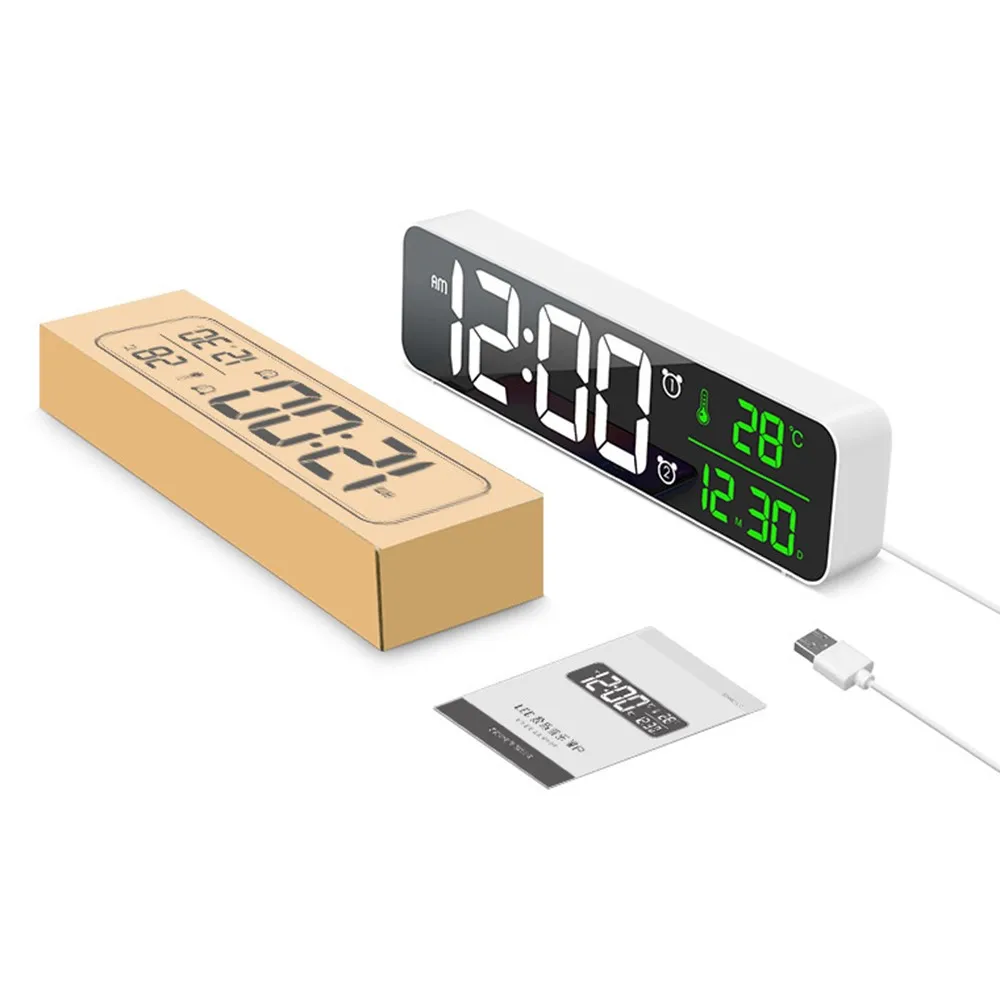 

Music LED Digital Alarm Clock Temperature Date Display Desktop Mirror Clocks Home Table Decoration Electronic Clock