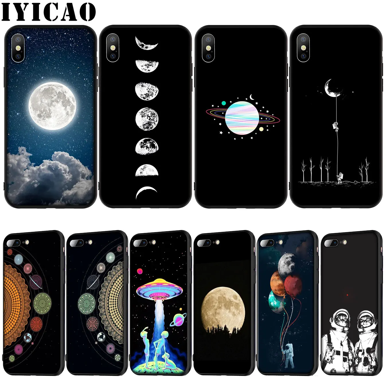 Space Love Луна астронавт Кошка мягкий силиконовый чехол для iPhone 12 мини XR X XS 11 Pro Max 10 6 6S