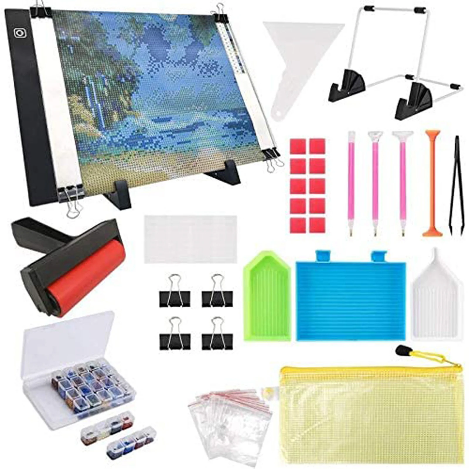 

130pcs 5D DIY Diamond Painting Accessory Diamond Painting Tools Cross Stitch Tool Set with Embroidery Box for Art Craft