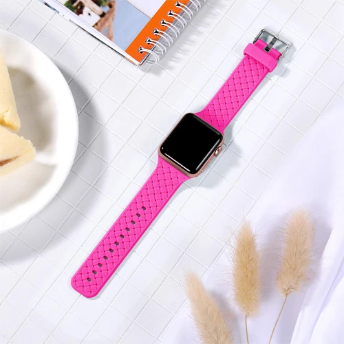 Силиконовый ремешок для apple watch 5 ремешок 44 мм 40 мм iwatch ремешок 42 мм 38 мм тканый узор ремешок для часов apple watch браслет 4 3 2 1 - Цвет ремешка: B-4