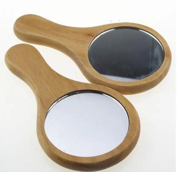 Зеркало деревянное компактное в винтажном стиле с ручкой 1 шт.|Зеркала для