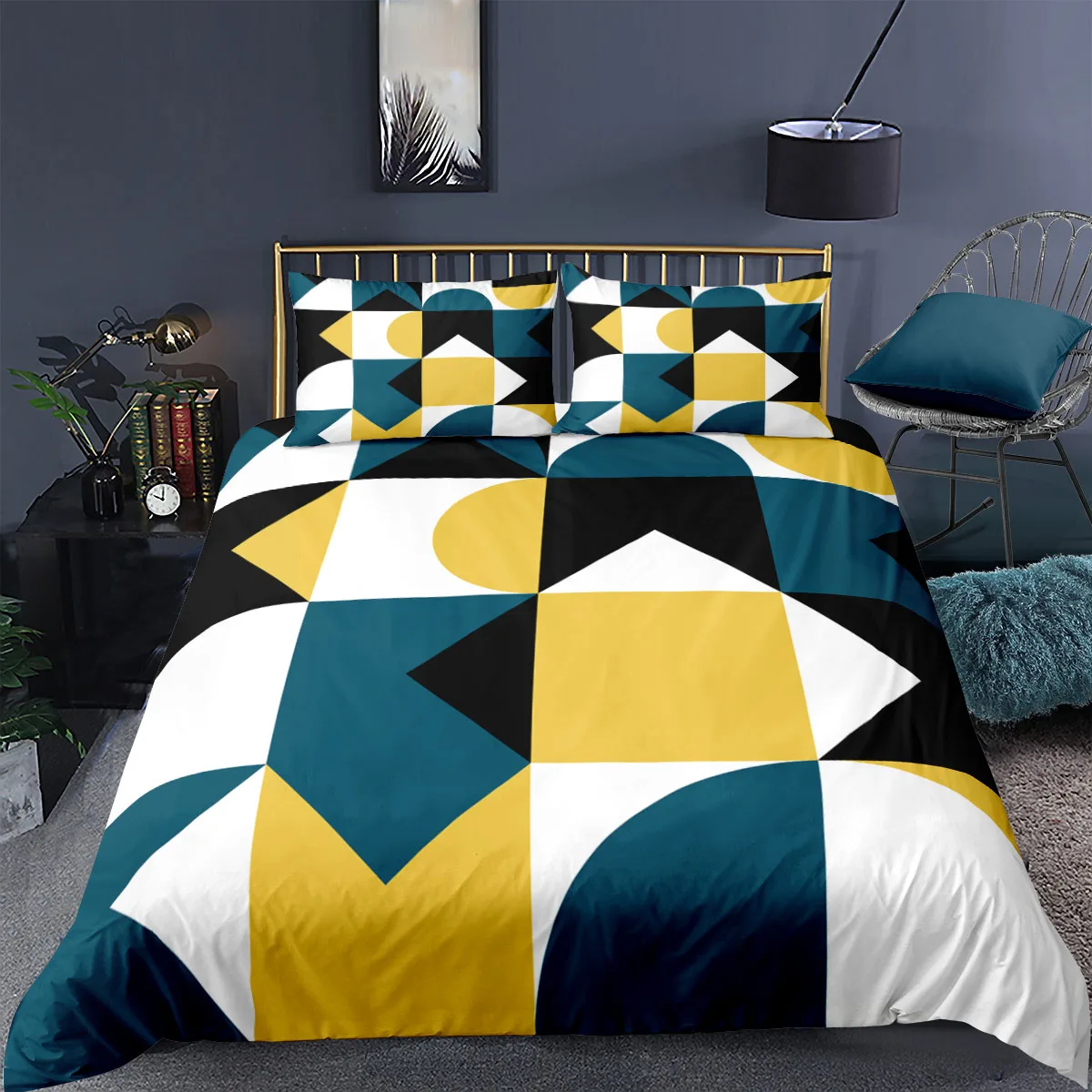 

3D Geometric Duvet Cover Set Quilt Covers Comforter Case 2/3Pcs King Queen Full Size Home Textile Colorful Bedding Sets