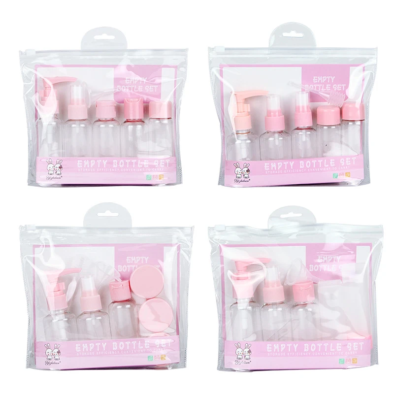 

5pc/Set Plastic Transparent Travel Makeup Cosmetic Face Cream Pot Bottles Empty Make Up Container Bottle with Storage Bags