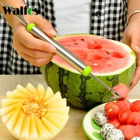 walfos stainless steel double side watermelon melon spoon ice cream ball scoop fruit vegetable carving knife kitchen accessories
