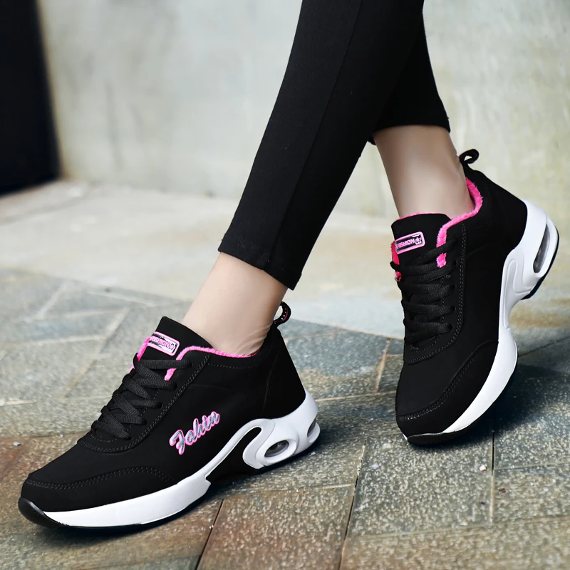 Женские кроссовки на платформе Сетчатые с воздушной подушкой Плюшевые теплые