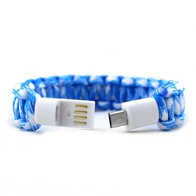 Уличный спасательный Паракорд нейлоновый браслет Паракорд USB кабель-браслет для телефонов аксессуары 6 цветов - Цвет: Серебристый