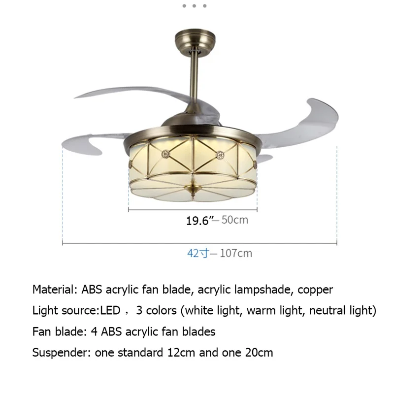 

BROTHER Brass Ceiling Fan Lights With Invisible Fan Blade Remote Control Modern Creative Decorative For Home Office