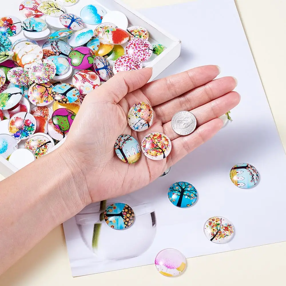 Стеклянные Кабошоны с плоской задней поверхностью 200 шт. 10 мм 12 14 15 16 18 20 дерево