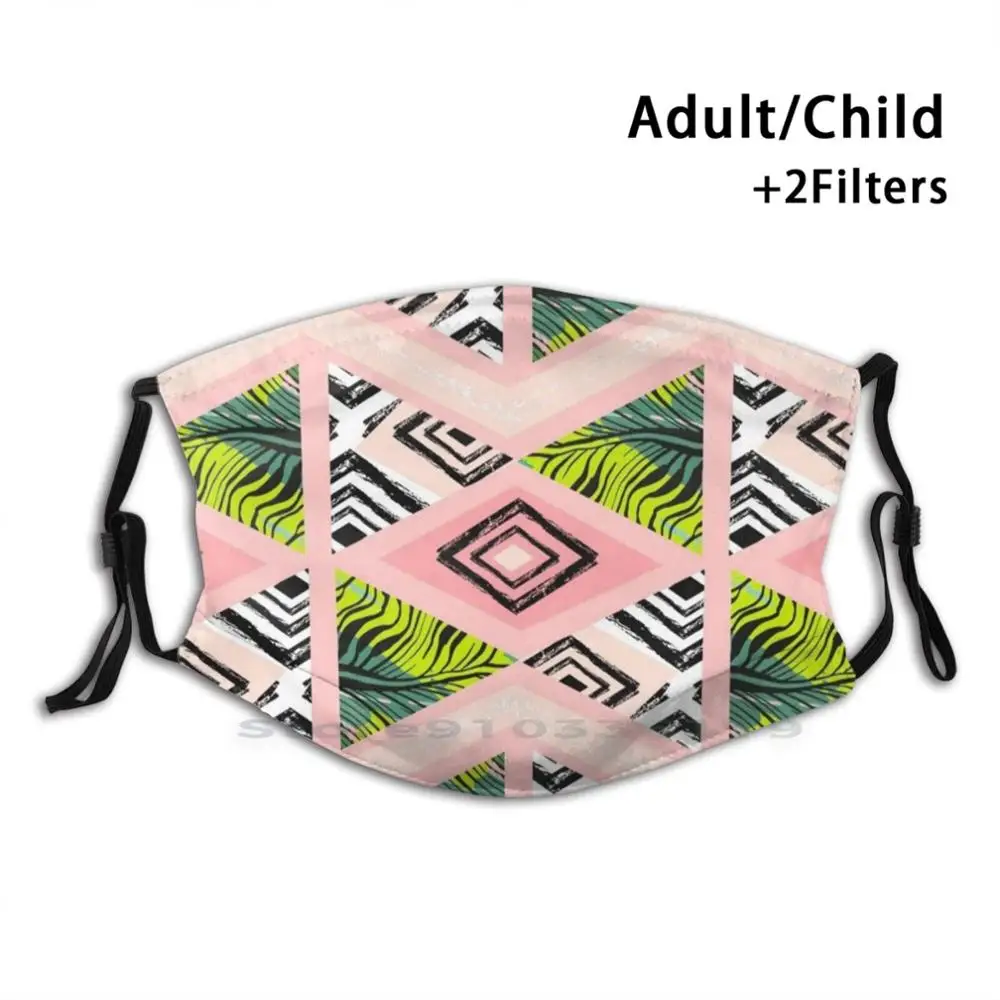 

Girl Power Reusable Mouth Face Mask With Filters Kids Girls Power Girl Power Green Peach Leaves Diamonds Pink White Black Gold