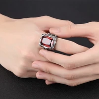 fashion domineering beautifully carved ancient silver sapphire men39s big ring jewelry