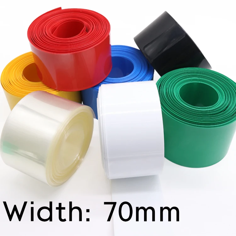 

Width 70mm PVC Heat Shrink Tube Dia 44mm Lithium Battery Insulated Film Wrap Protection Case Pack Wire Cable Sleeve Colorful