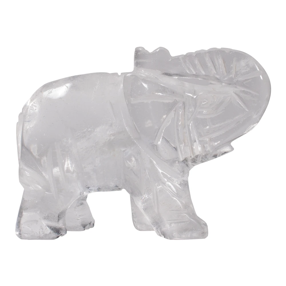 3 дюйма исцеляющий белый кварцевый Guardian слон статуэтка камень резной ручная