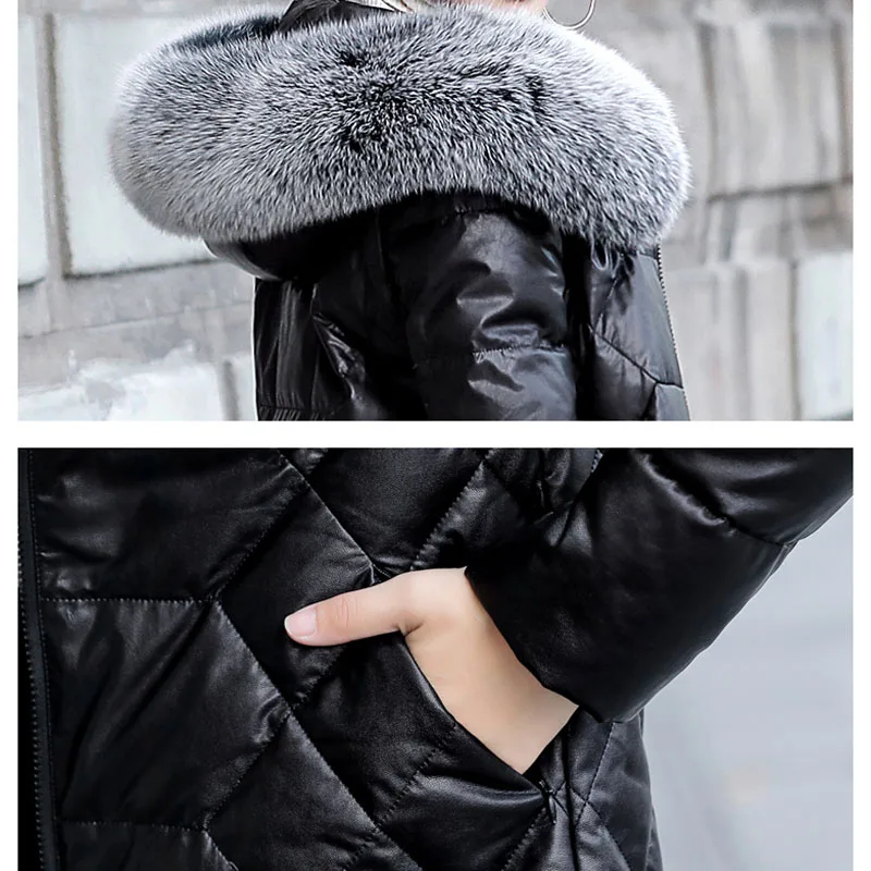 Женская куртка из натуральной кожи пальто овчины Женское зимнее Воротник