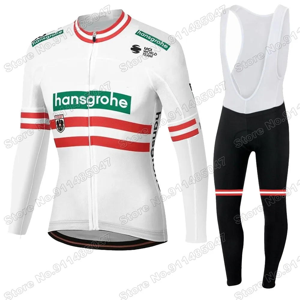 

Austrian Boraful Hansgrohe 2021 Cycling Jersey Set Cycling Clothing Men Long Sleeve MTB Bike Road Pants Bib Maillot Culotte