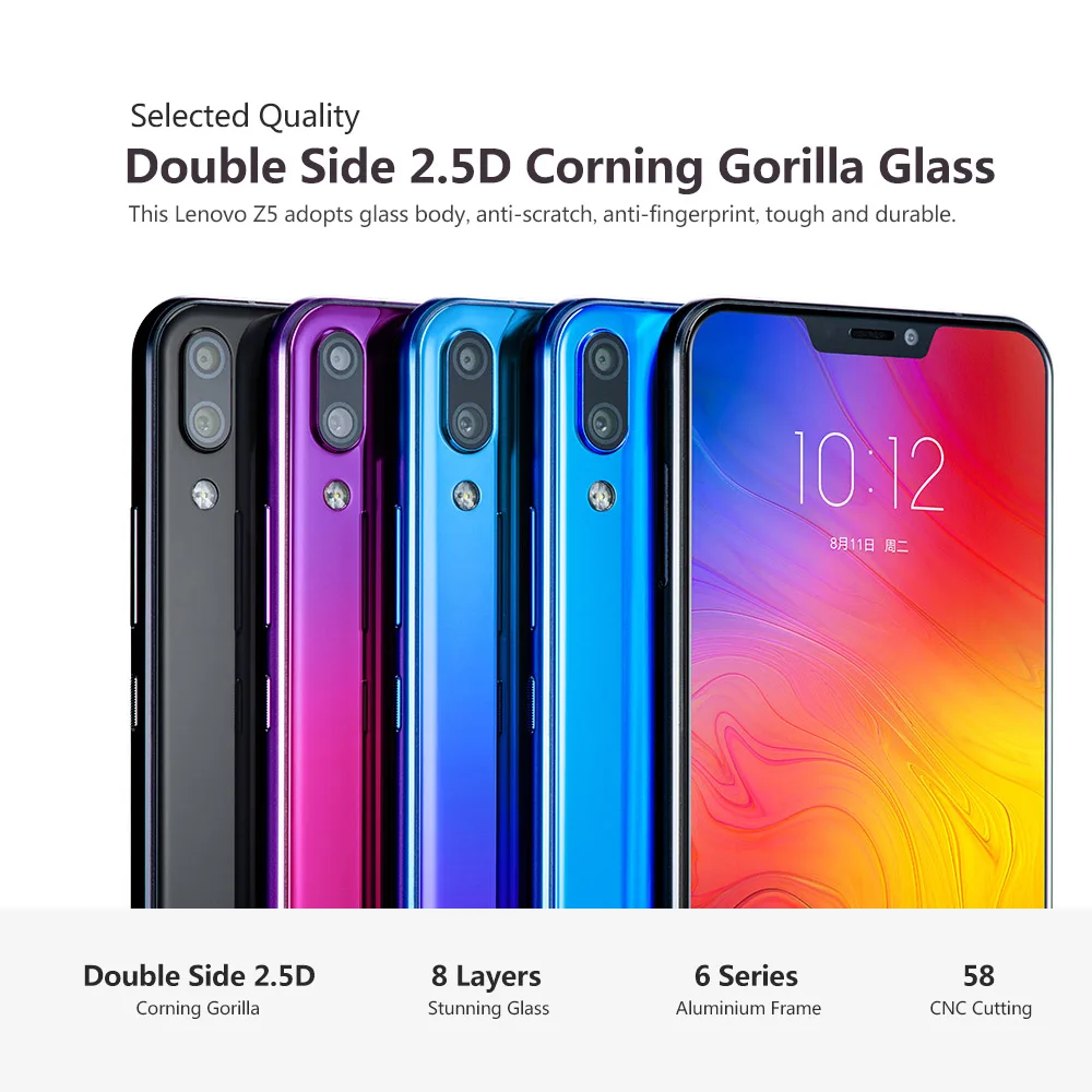 Lenovo Z5 6 ГБ ОЗУ 64 Гб ПЗУ Восьмиядерный процессор Snapdragon 636 Android 8,1 2246x1080 16 Мп+ 8 МП Две тыловые камеры 6," смартфон