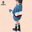 Детский утепленный свитер, для девочек, зимний, синий, розовый