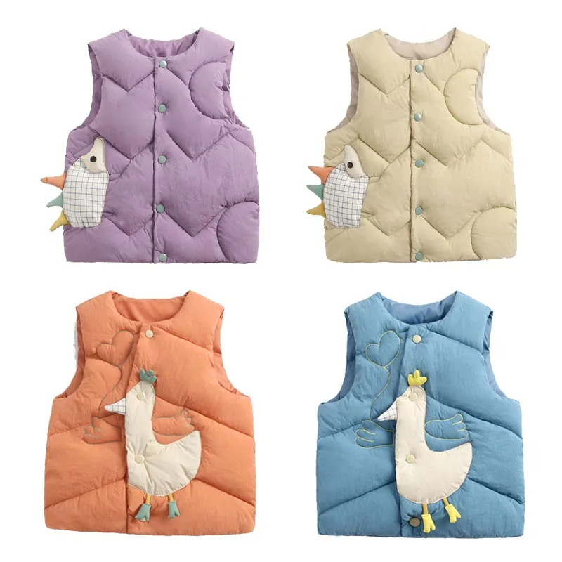 Autumn Winter Warm Vest For Children 2-6 Years Baby Girls Cute Cartoon Waistcoat  Cotton Padded Outerwear Kids Boys Jackets