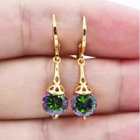 fine jewelry with round dazzling zircon geometry golden drop earrings womens fashion party accessories best statement gift