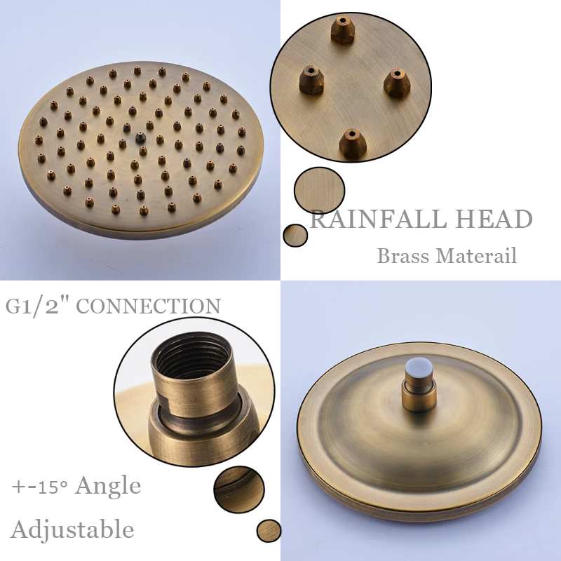 POIQIHY Brass Golden Rainfall Shower Head Faucet Bathroom Replace Rain Showerhead Antique Accessory |