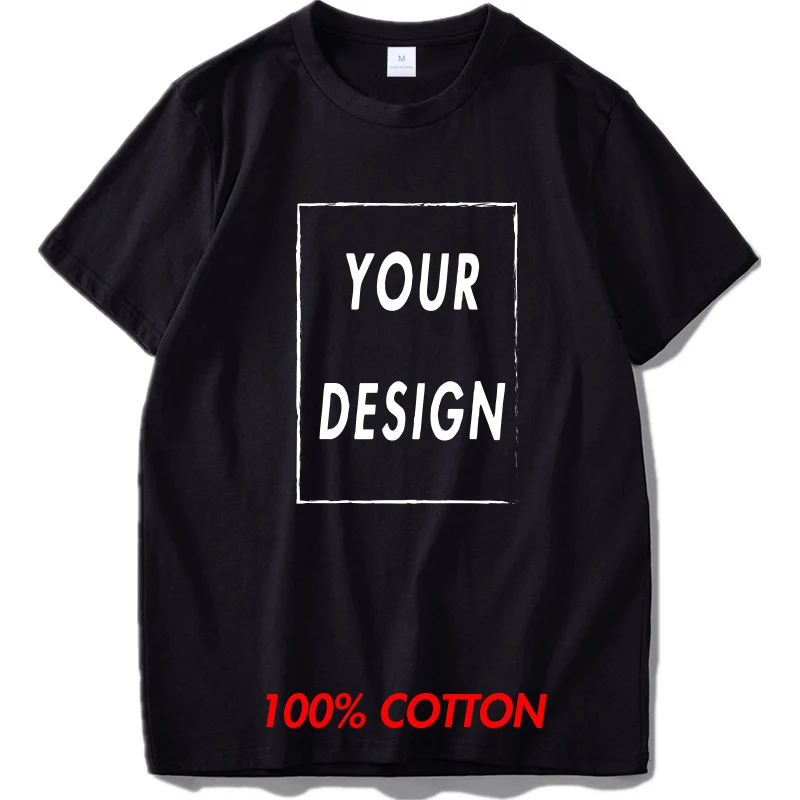 

100% Natural Cotton Custom T Shirt DIY Graphic Or Text Logo Add Your Design Tshirt Soft High Quality Short Sleeve Camisetas