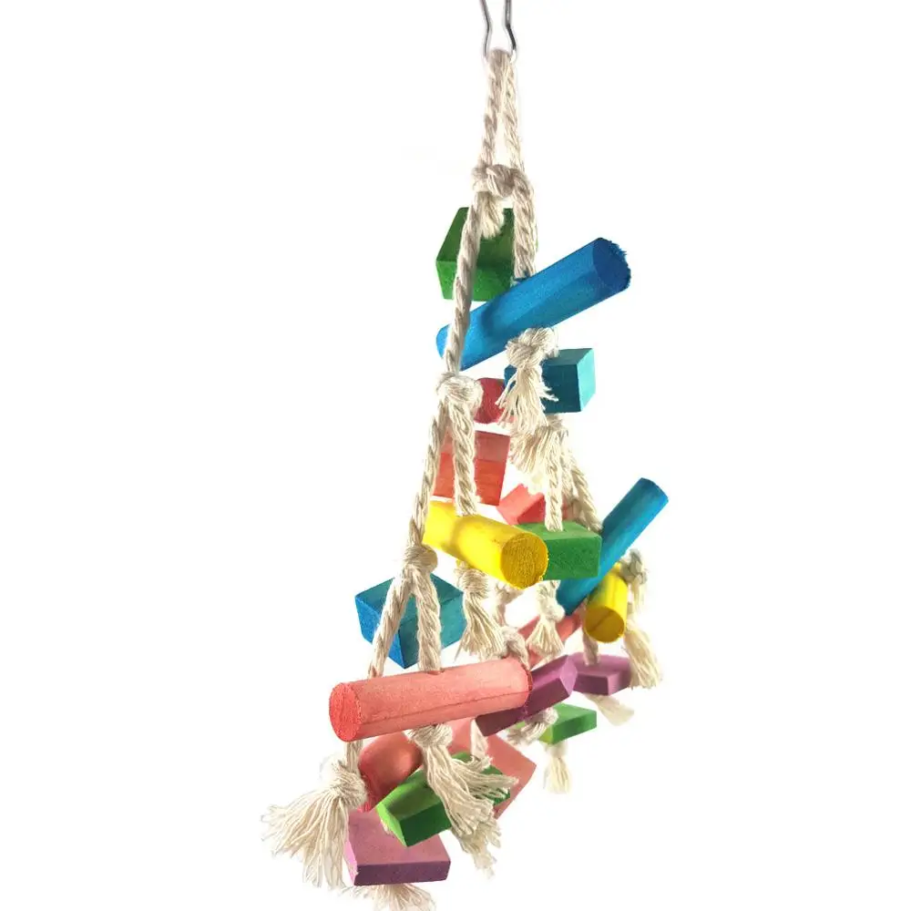 Parrot colorful wooden bite toy climbing bird net parrot pet supplies birdcage accessories |