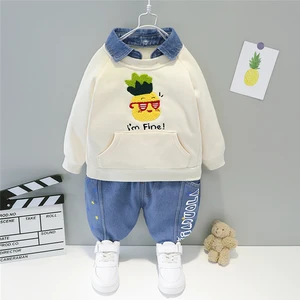 HYLKIDHUOSE 2020 зимняя одежда для малышей и новорожденных, комплекты одежды для маленьких девочек и мальчиков, плюшевые топы и штаны, детский мультяшный костюм