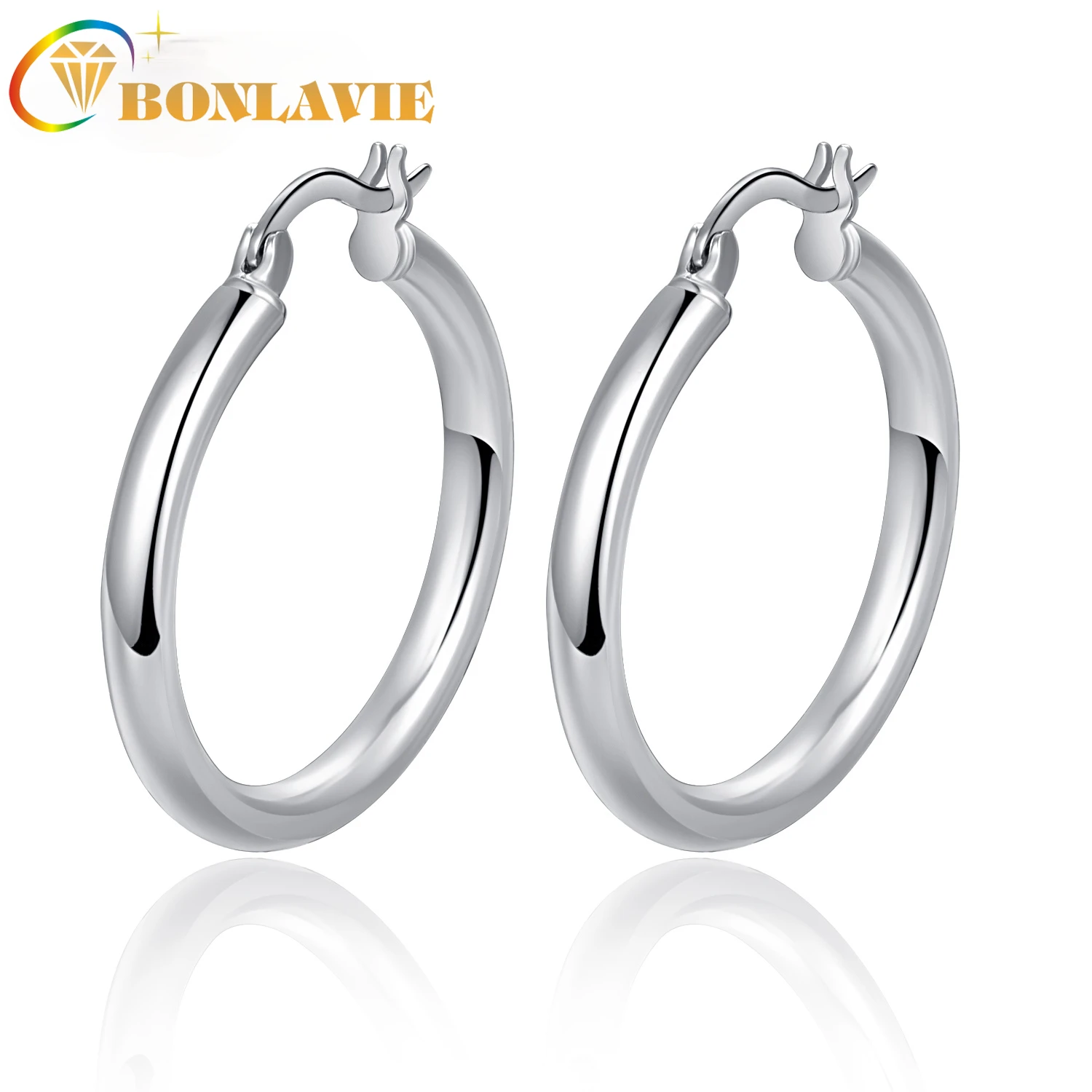 

Серебряные блестящие серьги-гвоздики диаметром 30 мм для свадьбы, помолвки, вечевечерние, качества AAA, 925 пробы