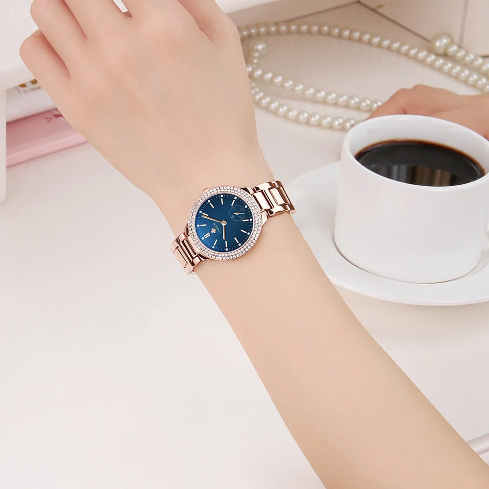 

WWOOR Women Watches Top Brand Luxury Fashion Female Quartz Wrist Watch Ladies Clock Girl Relogio Feminino WR8854-Blue